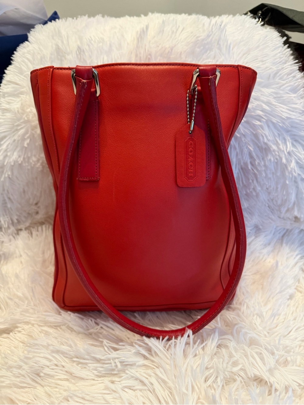 Vintage Coach Red Leather Legacy Slim Bucket Tote 9422 Bonnie Cashin